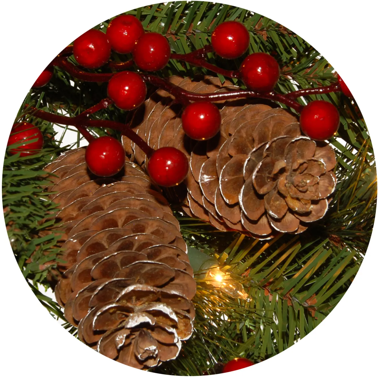 New 24 in. Pre-Lit Bristle Berry Wreath with LED Lights Pre-Lit Christmas Wreaths|21-24 Inch Christmas Wreaths