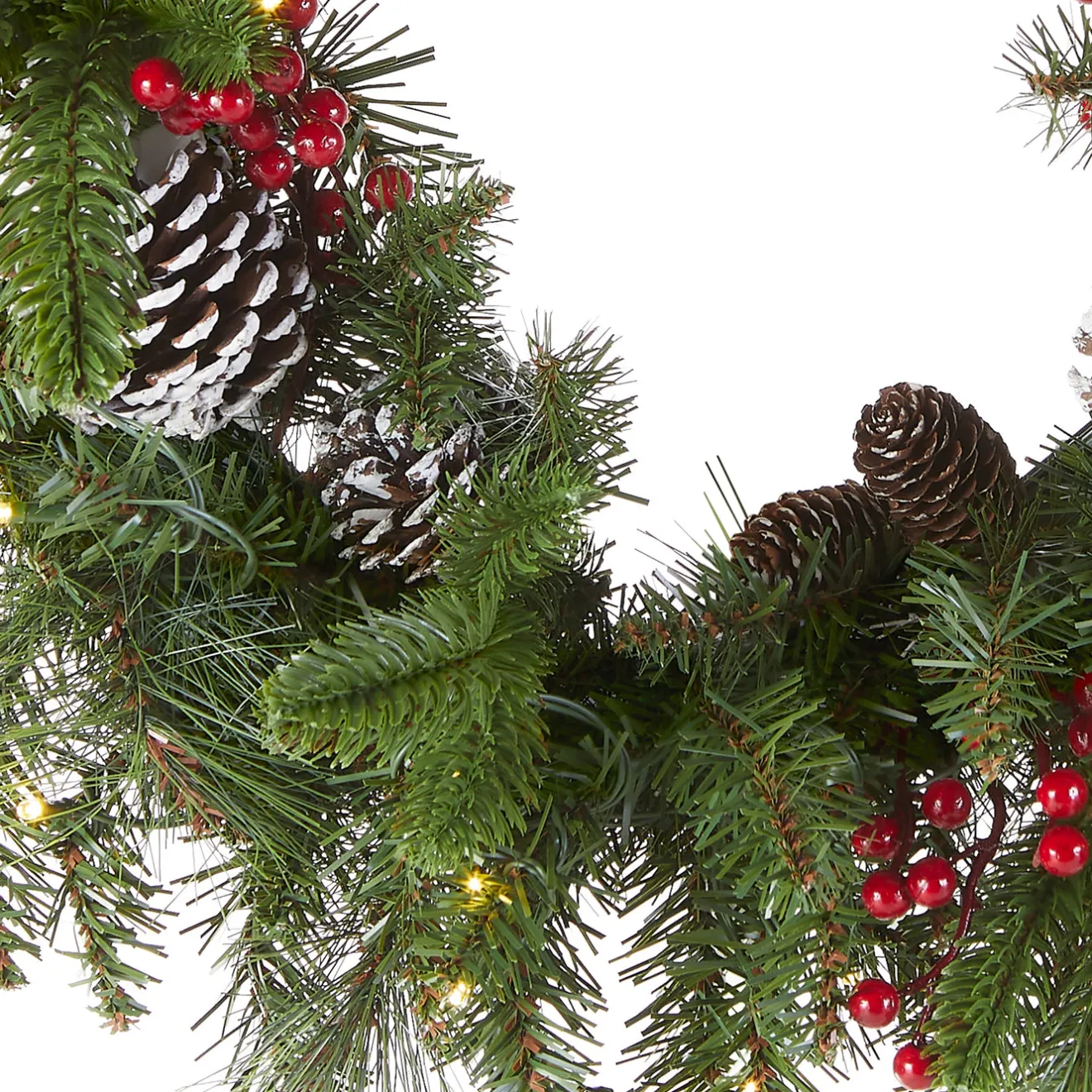 New 24 in. Pre-Lit Bristle Berry Wreath with LED Lights Pre-Lit Christmas Wreaths|21-24 Inch Christmas Wreaths