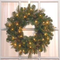 24 in. Pre-Lit Carolina Pine Wreath with LED Lights Pre-Lit Christmas Wreaths|21-24 Inch Christmas Wreaths