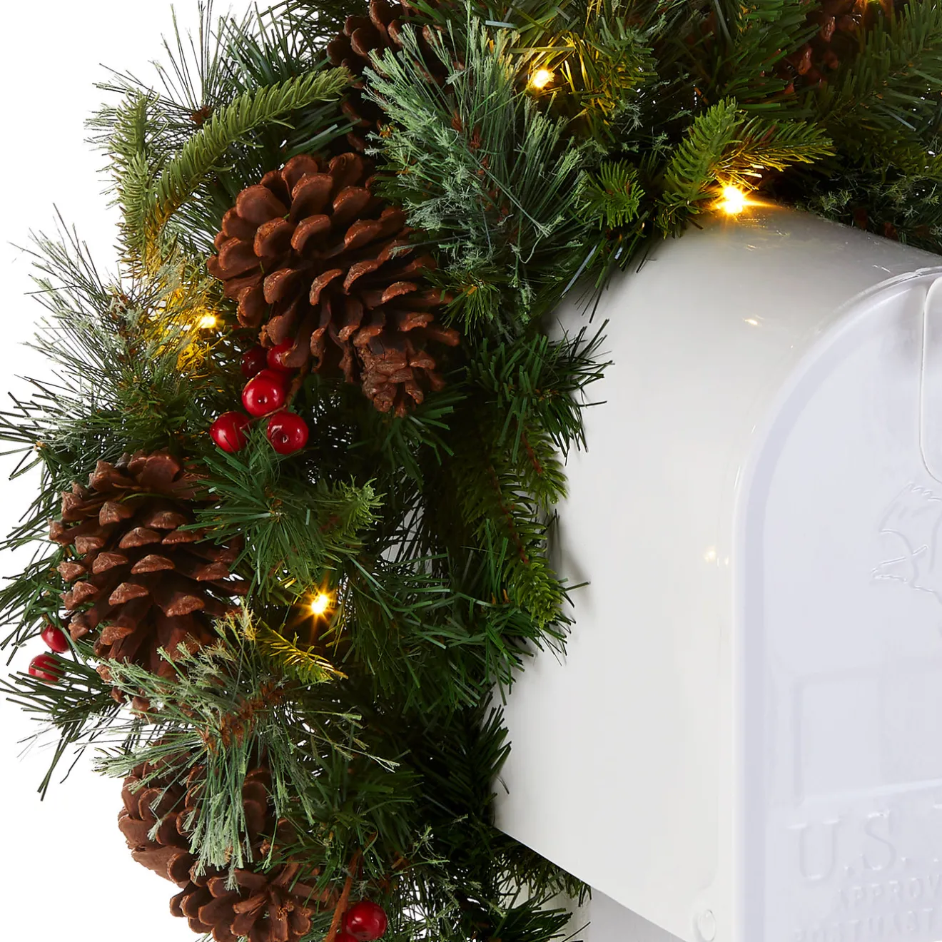 36 in. Pre-Lit Colonial Fir Mailbox Swag with LED Lights Swags