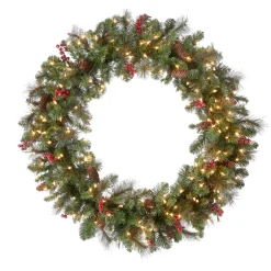 Best 36 in. Pre-Lit Crestwood Spruce Wreath with Clear Lights Pre-Lit Christmas Wreaths|25-36 Inch Christmas Wreaths