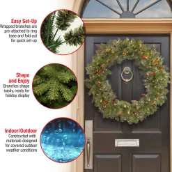 Best 36 in. Pre-Lit Crestwood Spruce Wreath with Clear Lights Pre-Lit Christmas Wreaths|25-36 Inch Christmas Wreaths