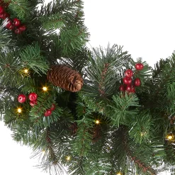 Outlet 30 in. Pre-Lit Crestwood Spruce Wreath with Warm White LED Lights Pre-Lit Christmas Wreaths|25-36 Inch Christmas Wreaths