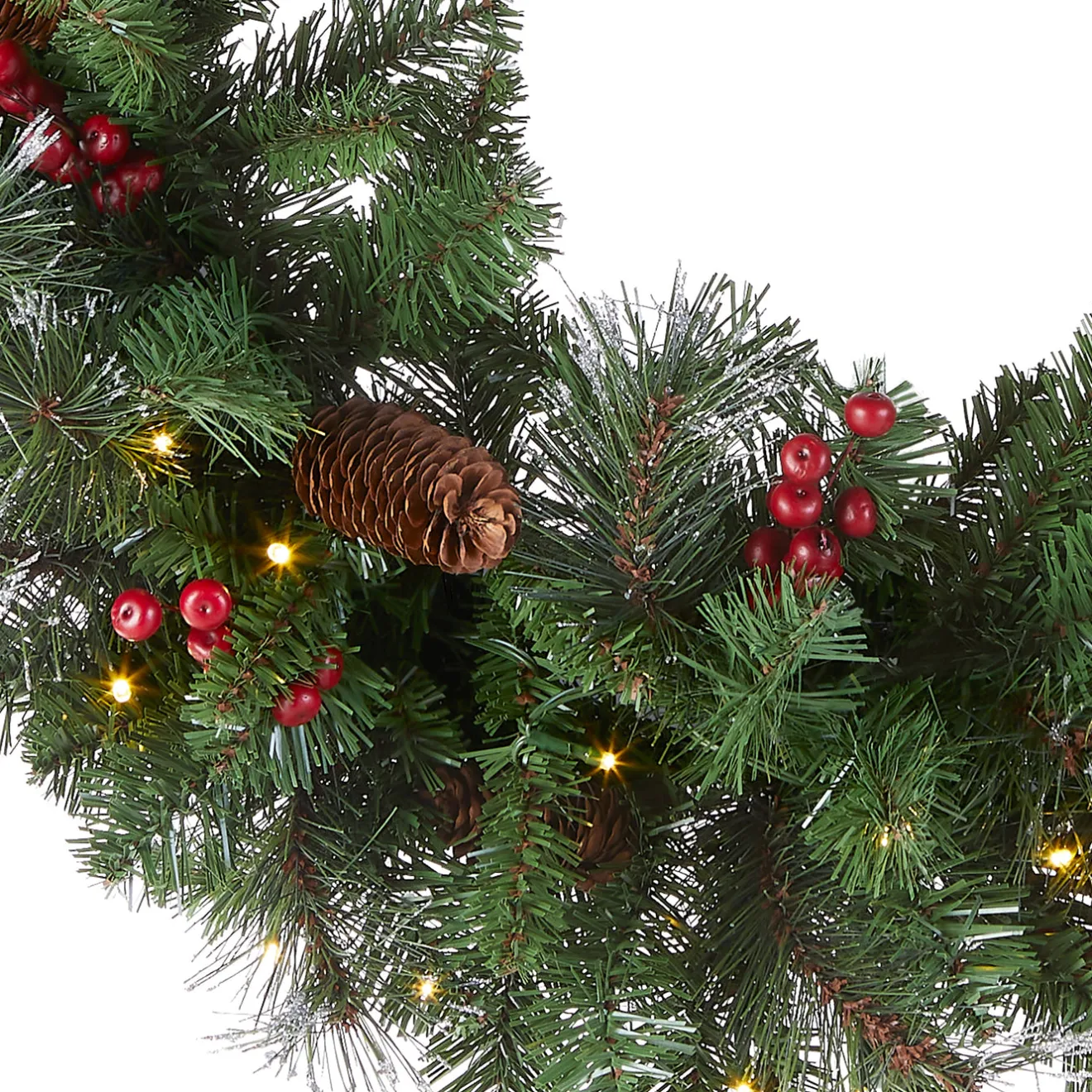 Outlet 30 in. Pre-Lit Crestwood Spruce Wreath with Warm White LED Lights Pre-Lit Christmas Wreaths|25-36 Inch Christmas Wreaths