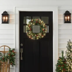Online 24 in. Pre-Lit Crestwood Spruce Wreath with Clear Lights - Plug In Pre-Lit Christmas Wreaths|21-24 Inch Christmas Wreaths