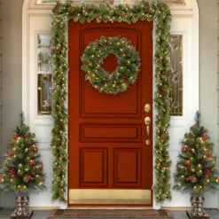 Online 24 in. Pre-Lit Crestwood Spruce Wreath with Clear Lights - Plug In Pre-Lit Christmas Wreaths|21-24 Inch Christmas Wreaths