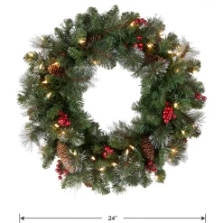 Online 24 in. Pre-Lit Crestwood Spruce Wreath with Clear Lights - Plug In Pre-Lit Christmas Wreaths|21-24 Inch Christmas Wreaths