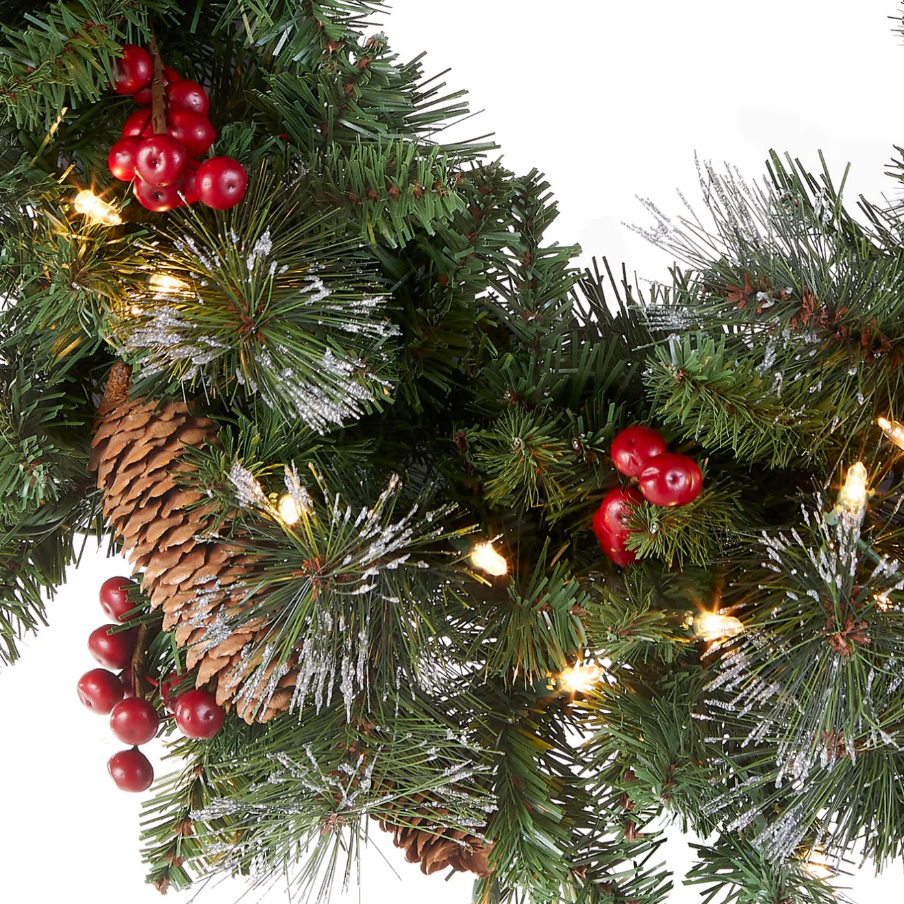 Online 24 in. Pre-Lit Crestwood Spruce Wreath with Clear Lights - Plug In Pre-Lit Christmas Wreaths|21-24 Inch Christmas Wreaths