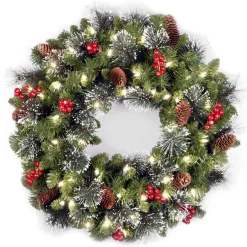 24 in. Pre-Lit Crestwood Spruce Wreath with Warm White LED Lights Pre-Lit Christmas Wreaths|21-24 Inch Christmas Wreaths