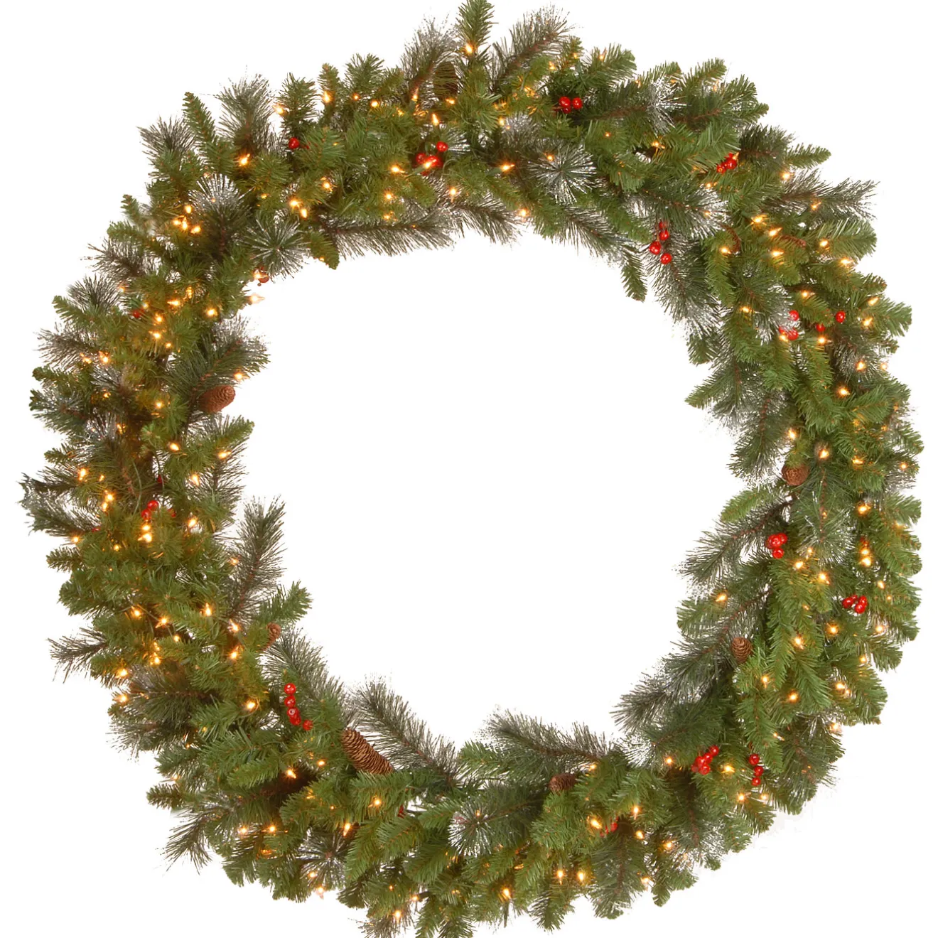 Clearance 48 in. Pre-Lit Crestwood Spruce Wreath with Clear Lights Pre-Lit Christmas Wreaths|37-60 Inch Christmas Wreaths