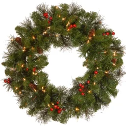 Best 24 in. Pre-Lit Crestwood Spruce Wreath with Twinkly LED Lights Pre-Lit Christmas Wreaths|21-24 Inch Christmas Wreaths