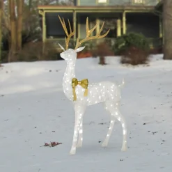 Clearance 86 in. Pre-lit Crystal White Standing Buck Yard Decorations