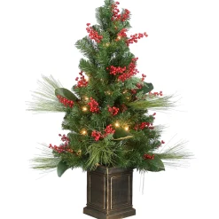 New 40 in. Pre-Lit Decorative Collection Magnolia Tree with Clear Lights Entrance|Pre-Lit