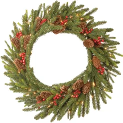 Hot 24 in. Pre-Lit Dorchester Fir Wreath with LED Lights Pre-Lit Christmas Wreaths|25-36 Inch Christmas Wreaths