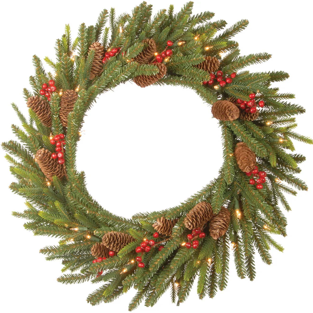 Hot 24 in. Pre-Lit Dorchester Fir Wreath with LED Lights Pre-Lit Christmas Wreaths|25-36 Inch Christmas Wreaths
