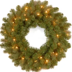 Best 24 in. Pre-Lit Downswept Douglas Fir Wreath with Warm White LED Lights Pre-Lit Christmas Wreaths|21-24 Inch Christmas Wreaths
