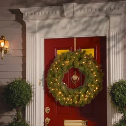Best 24 in. Pre-Lit Downswept Douglas Fir Wreath with Warm White LED Lights Pre-Lit Christmas Wreaths|21-24 Inch Christmas Wreaths