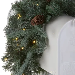 Online 36 in. Pre-Lit Frosted Arctic Spruce Mailbox Swag with LED Lights Swags