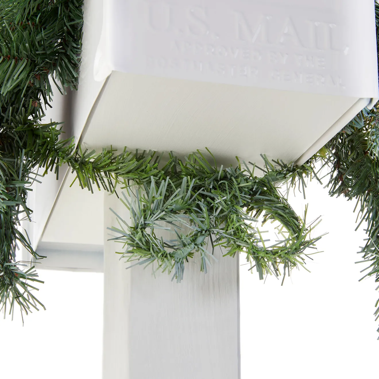 Online 36 in. Pre-Lit Frosted Arctic Spruce Mailbox Swag with LED Lights Swags