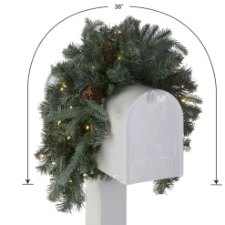 Online 36 in. Pre-Lit Frosted Arctic Spruce Mailbox Swag with LED Lights Swags