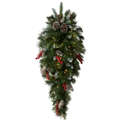 Hot 36 in. Pre-Lit Frosted Berry Teardrop with LED Lights Teardrops
