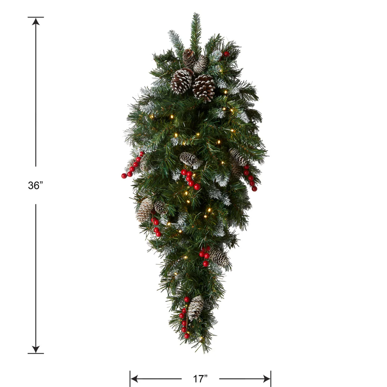 Hot 36 in. Pre-Lit Frosted Berry Teardrop with LED Lights Teardrops