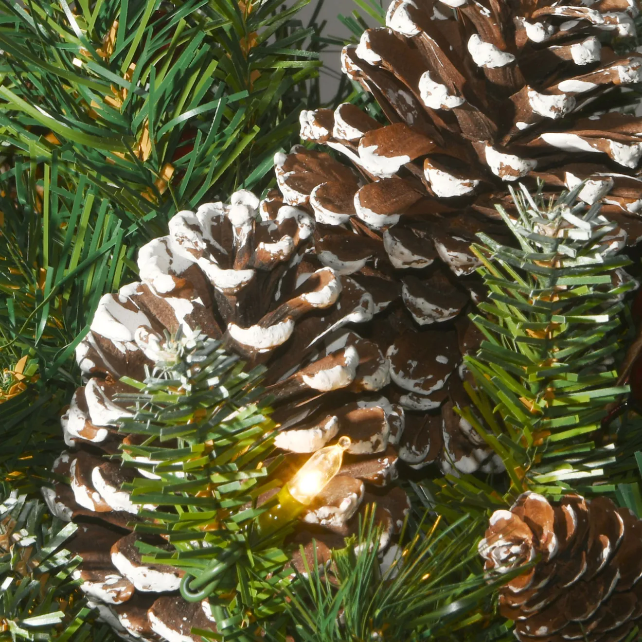 Clearance 24 in. Pre-Lit Frosted Berry Wreath with Clear Lights, Plug-In Pre-Lit Christmas Wreaths|21-24 Inch Christmas Wreaths