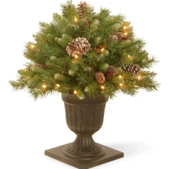Sale 24 in. Pre-Lit Frosted Berry Porch Bush with Clear Lights Topiaries Arrangements