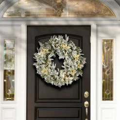 Clearance 30 in. Pre-Lit Frosted Colonial Fir Wreath with Dual Color LED Cosmic Lights Pre-Lit Christmas Wreaths|25-36 Inch Christmas Wreaths