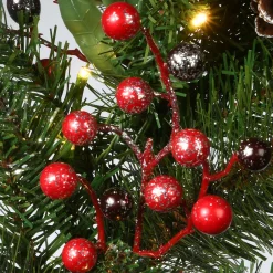 Best 30 in. Pre-Lit Frosted Pine Berry Wreath with LED Lights Pre-Lit Christmas Wreaths|25-36 Inch Christmas Wreaths