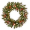 Sale 24 in. Pre-Lit Frosted Pine Berry Wreath with LED Lights Pre-Lit Christmas Wreaths|21-24 Inch Christmas Wreaths