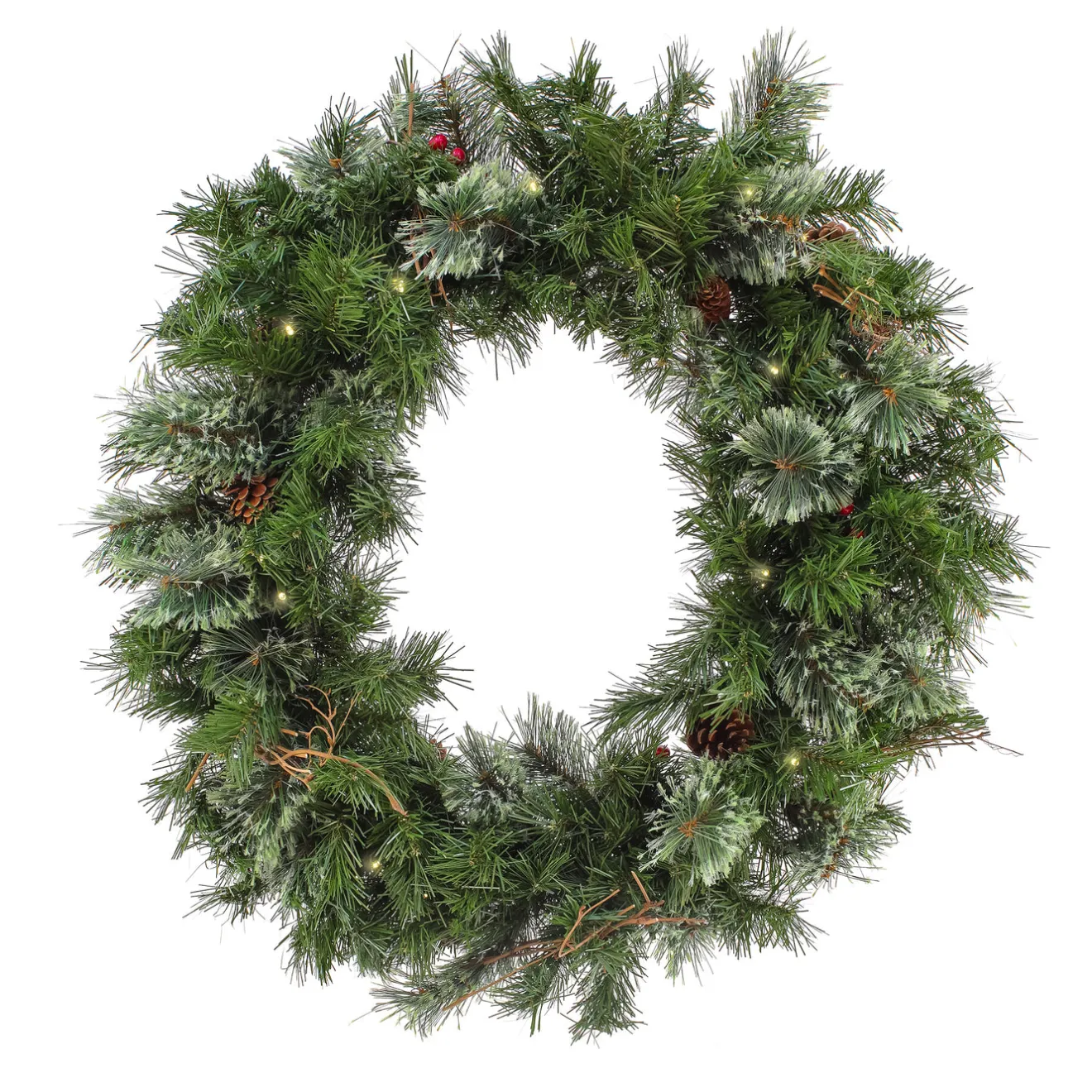 Clearance 30 in. Pre-Lit Glistening Pine Wreath with LED Lights Pre-Lit Christmas Wreaths|25-36 Inch Christmas Wreaths
