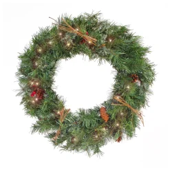 Sale 24 in. Pre-Lit Glistening Pine Wreath with LED Lights Pre-Lit Christmas Wreaths|21-24 Inch Christmas Wreaths