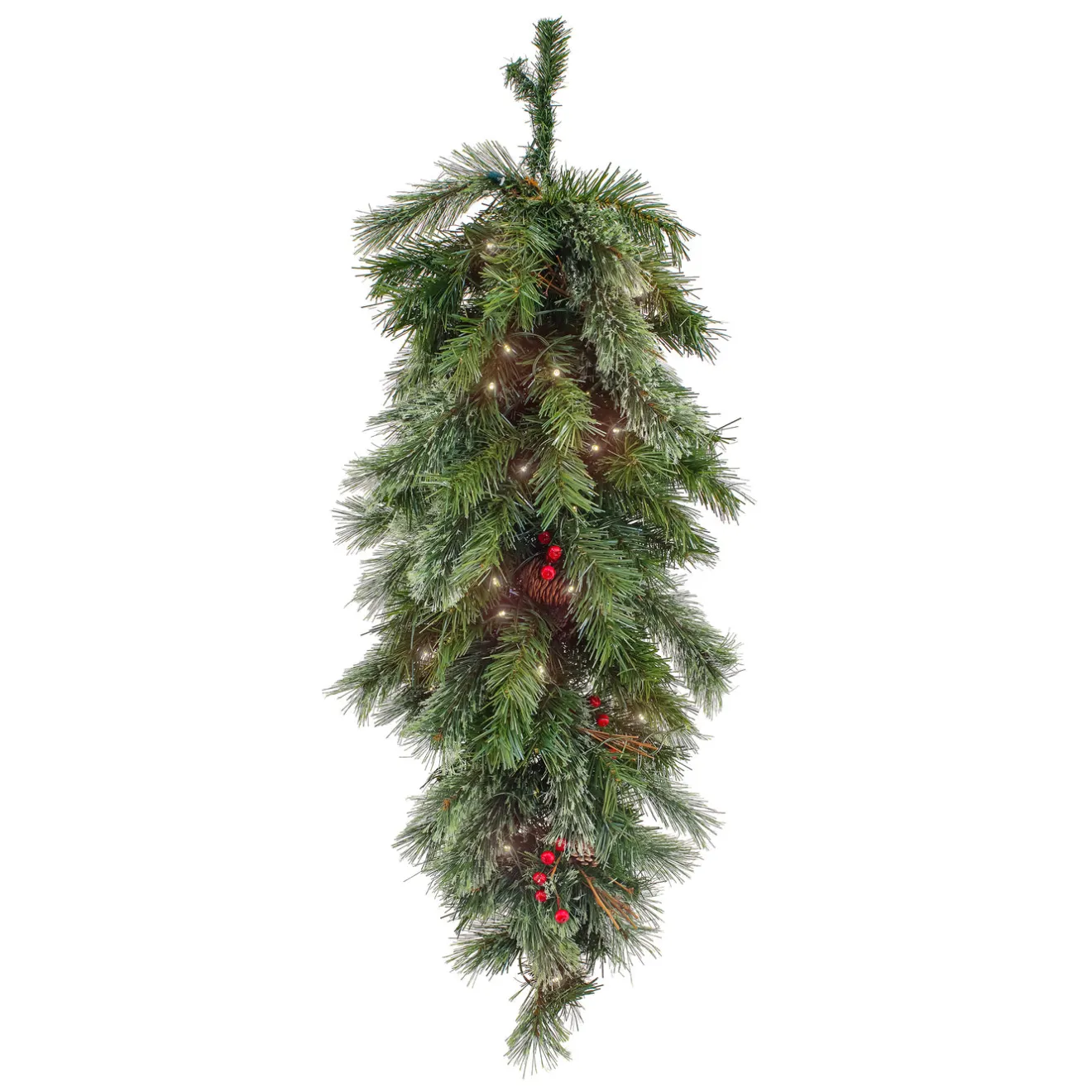 Hot 36 in. Pre-Lit Glistening Pine Teardrop with LED Lights Teardrops
