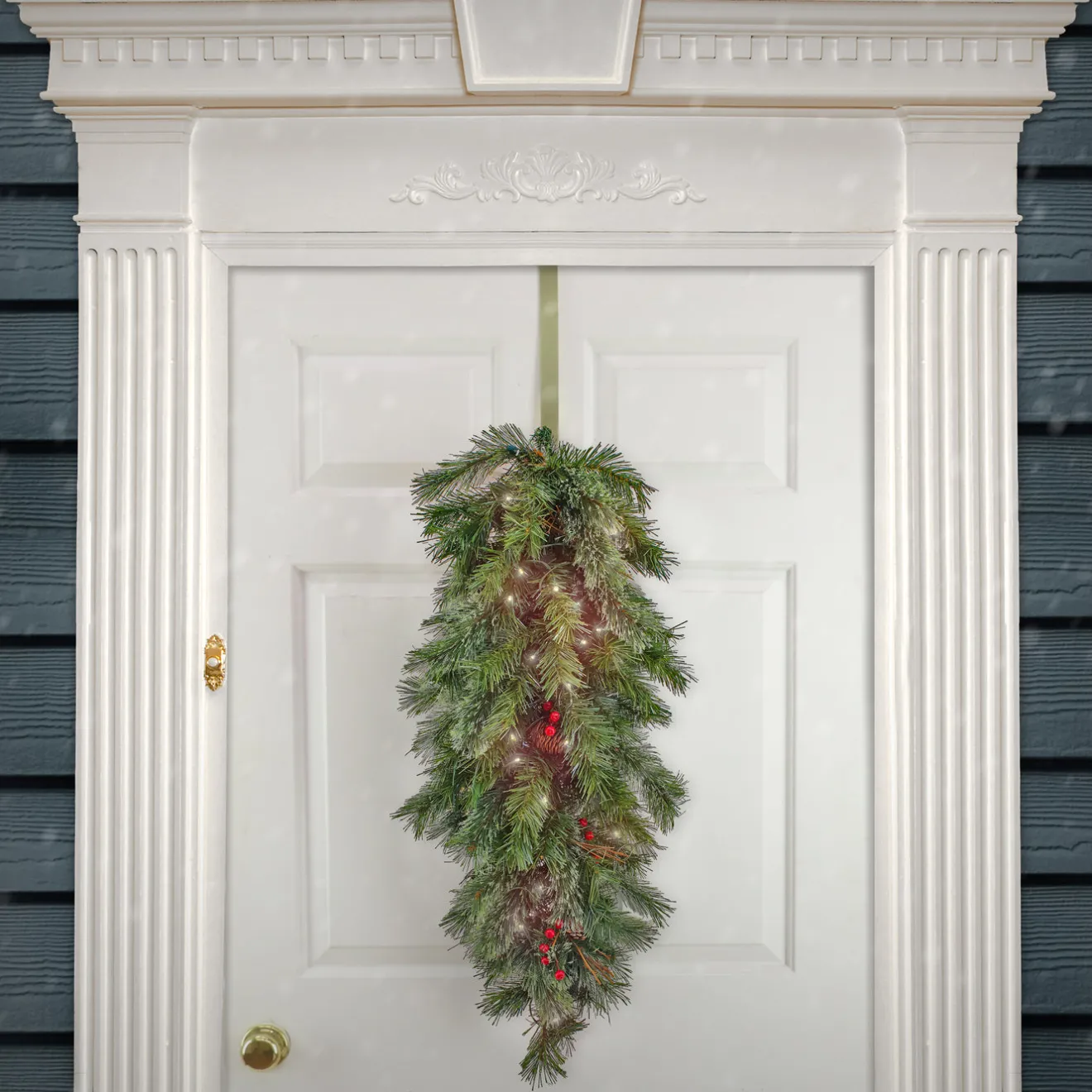 Hot 36 in. Pre-Lit Glistening Pine Teardrop with LED Lights Teardrops
