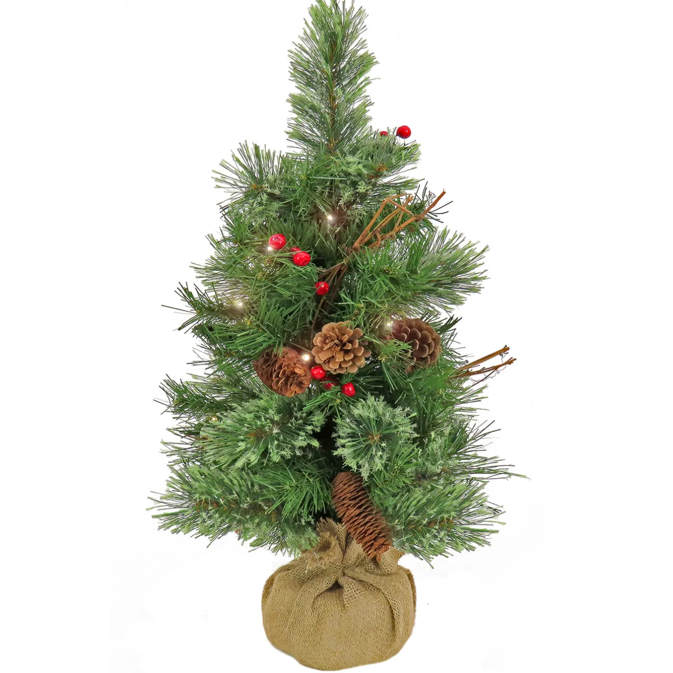 Best 24 in. Pre-Lit Glistening Pine Tree with Warm White LED Lights Slim|Pre-Lit