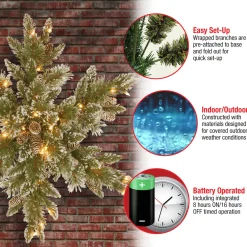 Clearance 32 in. Pre-Lit Glittery Bristle Pine Snowflake with LED Lights Pre-Lit Christmas Wreaths|25-36 Inch Christmas Wreaths