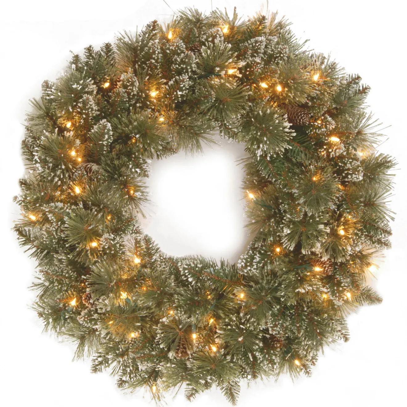 Best 24 in. Pre-Lit Glittery Bristle Pine Wreath with Twinkly LED Lights Pre-Lit Christmas Wreaths|21-24 Inch Christmas Wreaths