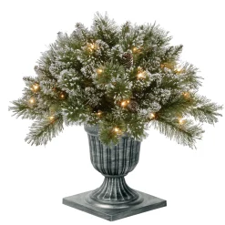 Hot 24 in. Pre-Lit Glittery Bristle Pine Porch Bush with Twinkly LED Lights Topiaries Arrangements
