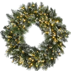 Online 30 in. Pre-Lit Glittery Bristle Pine Wreath with Dual Color LED Cosmic Lights Pre-Lit Christmas Wreaths|25-36 Inch Christmas Wreaths