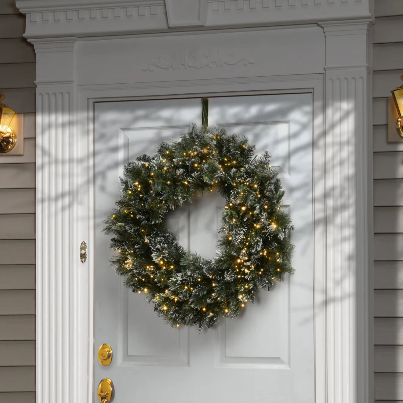Online 30 in. Pre-Lit Glittery Bristle Pine Wreath with Dual Color LED Cosmic Lights Pre-Lit Christmas Wreaths|25-36 Inch Christmas Wreaths