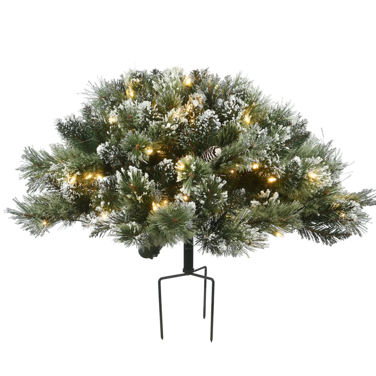 New 36 in. Pre-Lit Glittery Bristle Pine Urn Filler with LED Lights Topiaries Arrangements