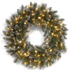 New 24 in. Pre-Lit Glittery Bristle Pine Wreath with Warm White LED Lights Pre-Lit Christmas Wreaths|21-24 Inch Christmas Wreaths