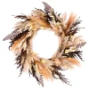 Best 26 in. Pre-Lit Halloween Orange and Black Pampas Wreath with LED Lights Wreaths