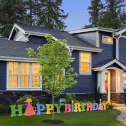 Hot 15 in. Pre-Lit Happy Birthday Outdoor Decoration with LED Lights Outdoor Decor