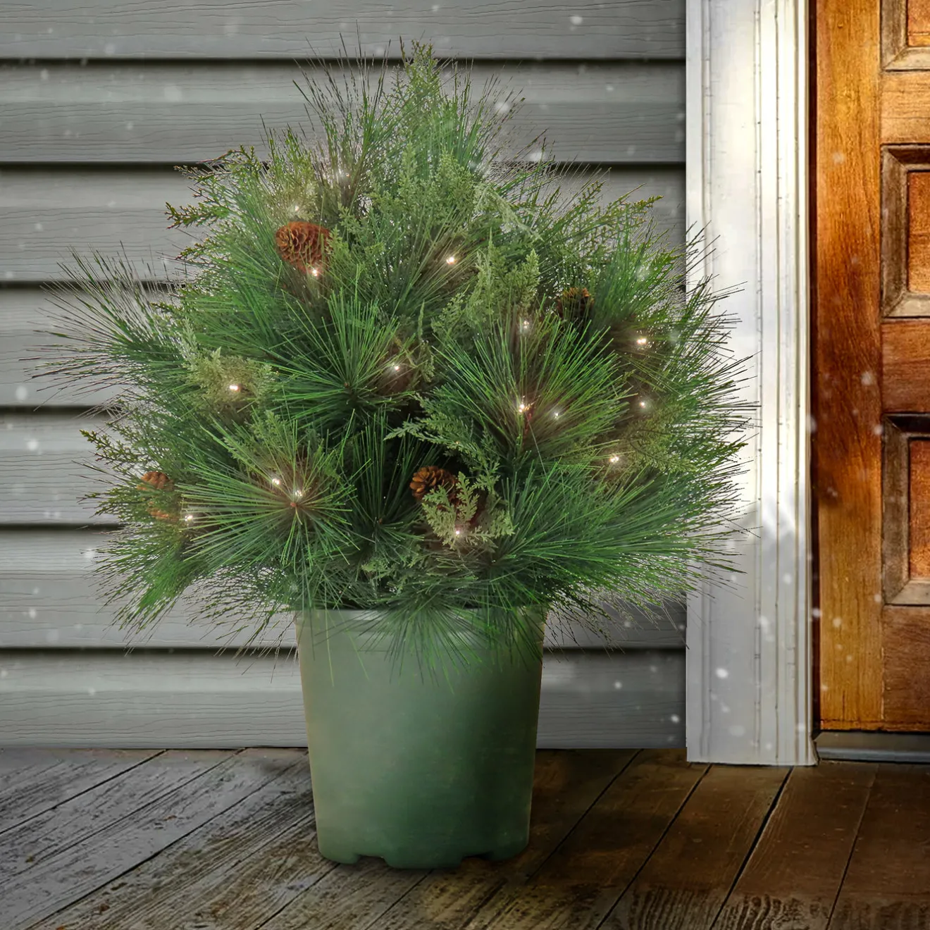 Online 26 in. Pre-Lit HGTV Home Collection Black Tie Planter Filler Topiaries Arrangements