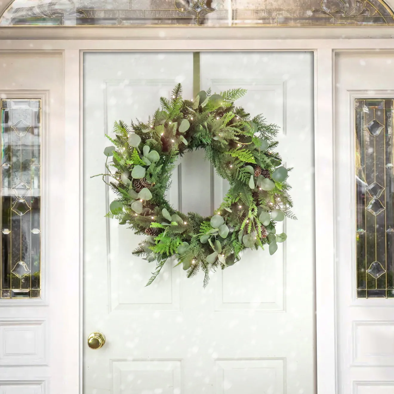 Discount 28 in. Pre-Lit HGTV Home Collection Frosted Wreath with LED Lights Pre-Lit Christmas Wreaths|25-36 Inch Christmas Wreaths