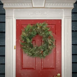 Discount 28 in. Pre-Lit HGTV Home Collection Black Tie Cedar Wreath Pre-Lit Christmas Wreaths|25-36 Inch Christmas Wreaths