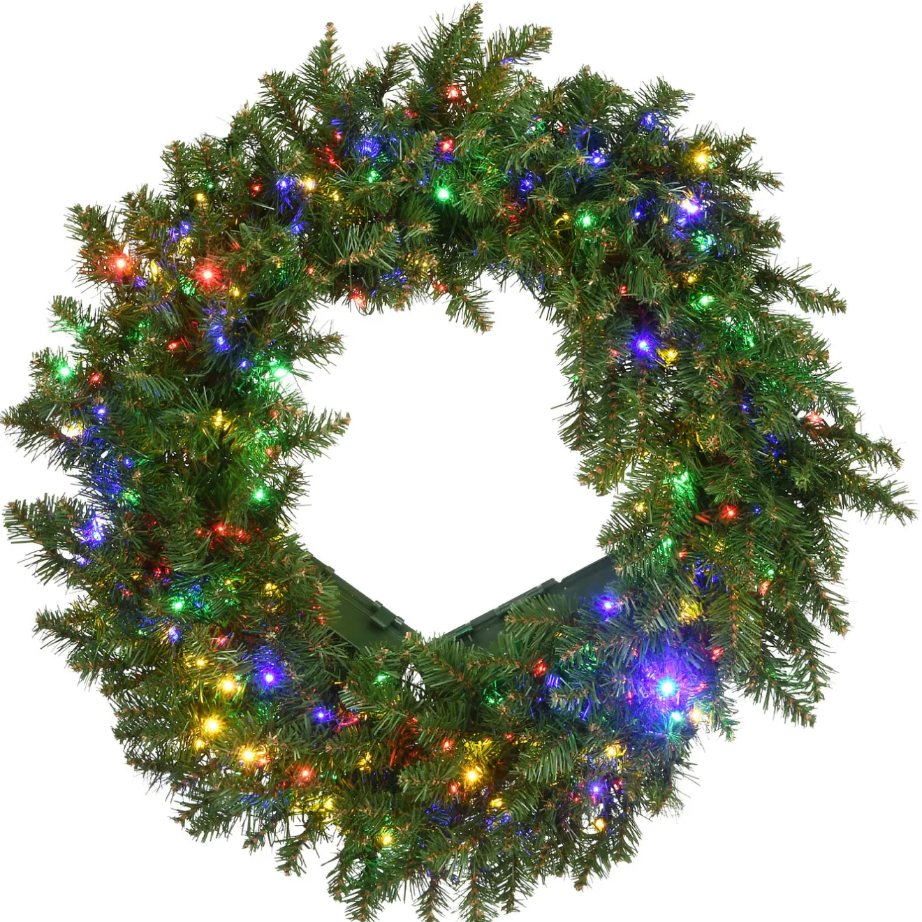 New 24 in. Pre-Lit Kingswood Fir Wreath with Dual Color Infinity Lights Pre-Lit Christmas Wreaths|21-24 Inch Christmas Wreaths