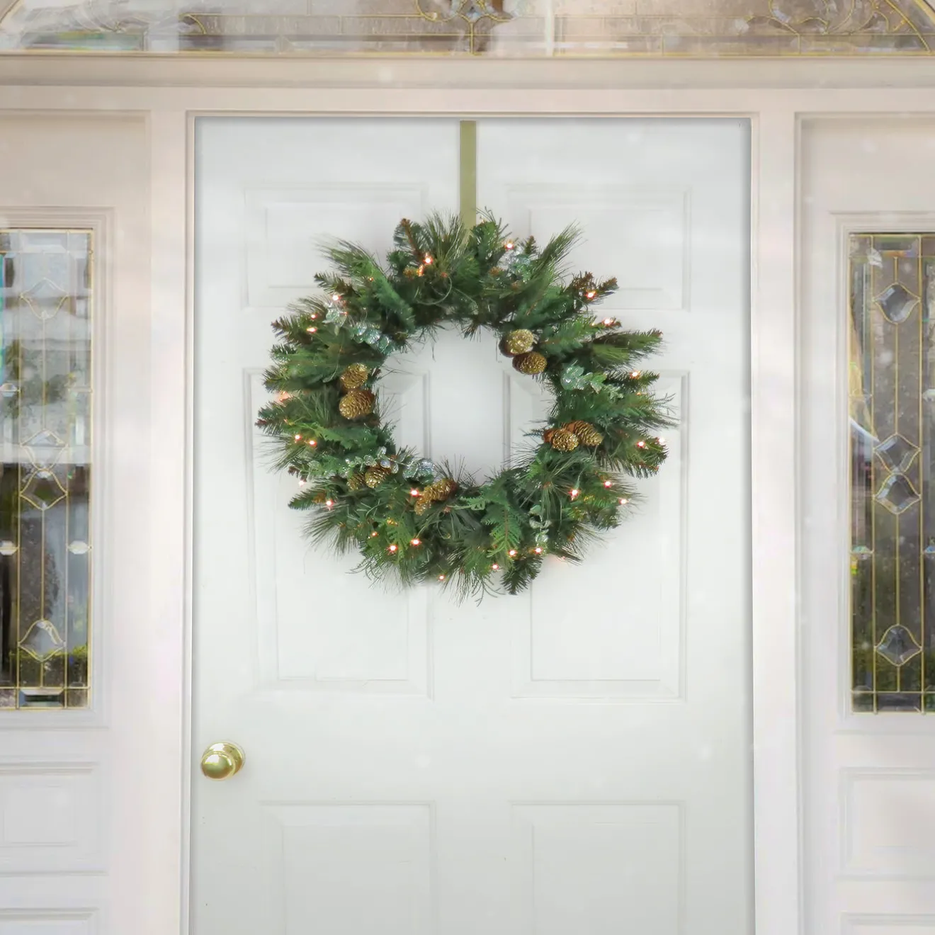 Online 24 in. Pre-Lit North Conway Wreath with Clear Lights Pre-Lit Christmas Wreaths|21-24 Inch Christmas Wreaths
